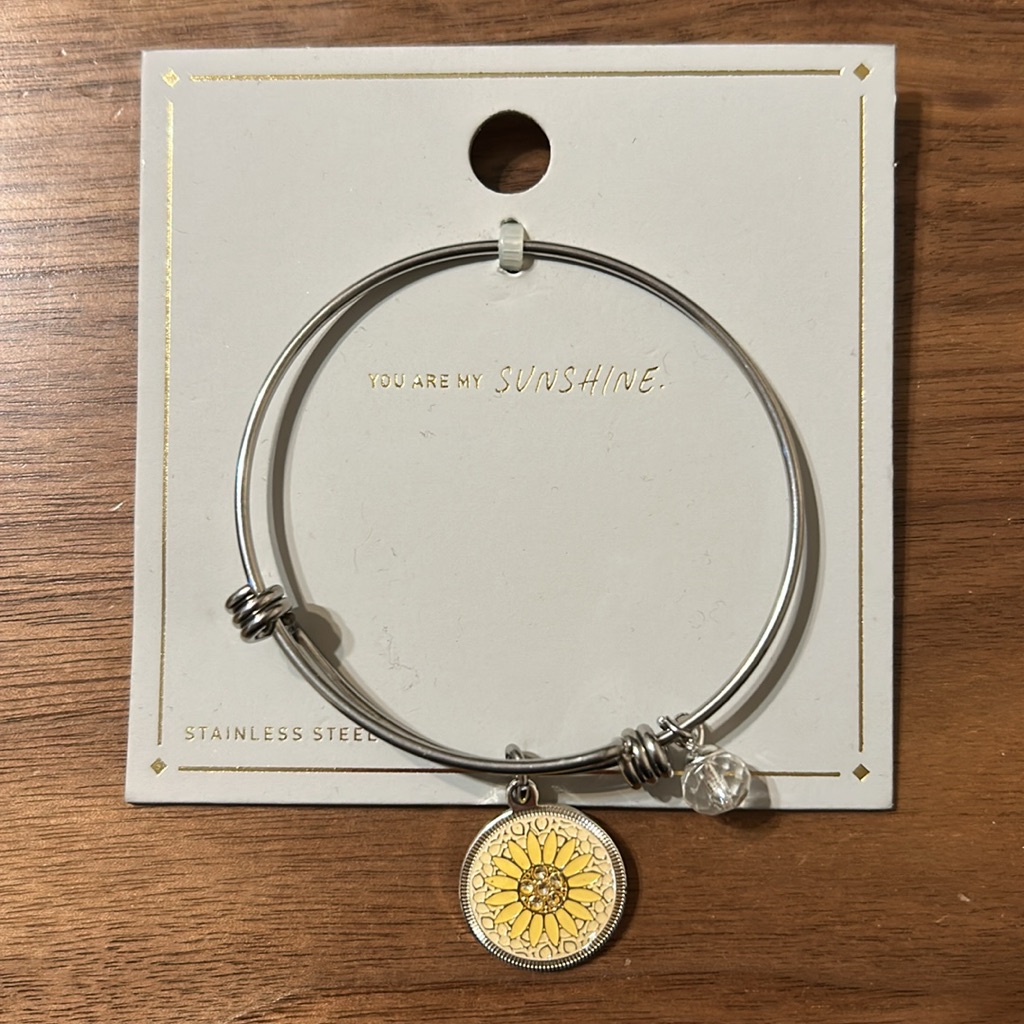 You Are My Sunshine Stainless Steel Flower Bracelet